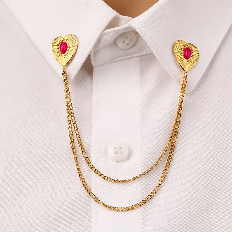 New Natural Stone Stainless Steel Collar Pin Fashion Joker High Sense Shirt Collar Does Not Fade Titanium Steel Jewelry - Image 4